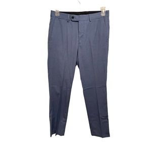 Mango Man Tailored Fit Blue Knit Dress Pants Pleated Mens Size 40x29 READ